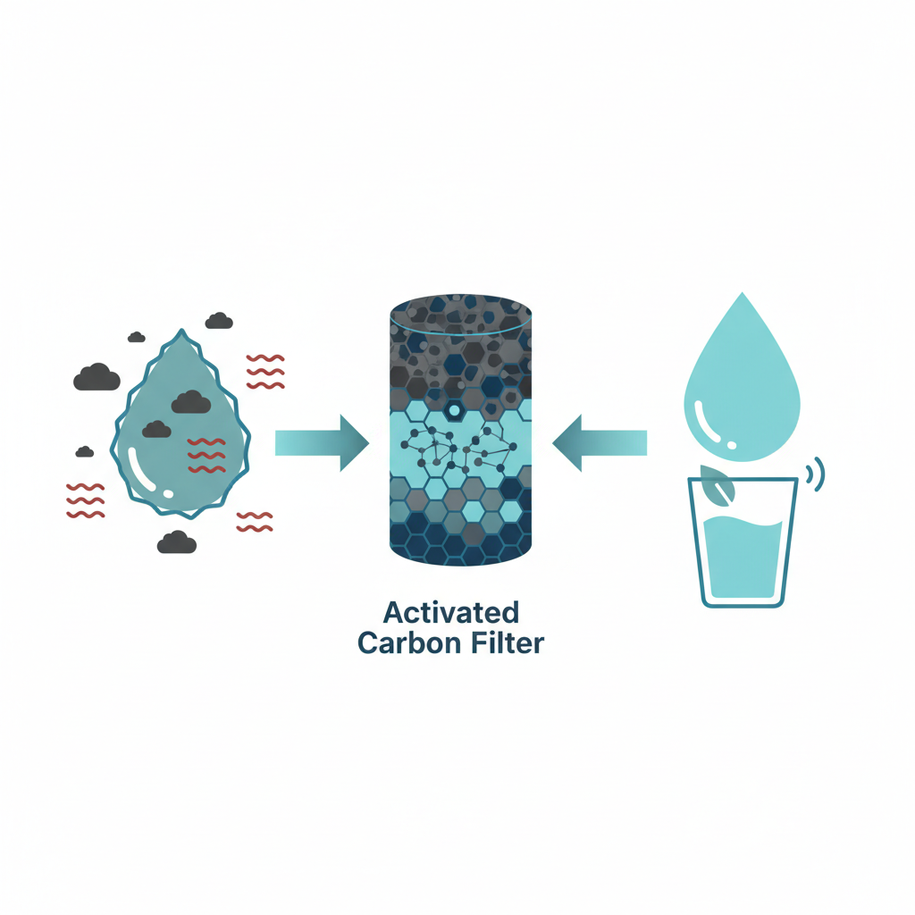 Infographic tóm tắt nội dung về Lõi Lọc Than Hoạt Tính (Carbon Filter) Và Vai Trò Khử Mùi Clo: Bí Quyết Đằng Sau Ly Nước Ngọt Mát Tự Nhiên