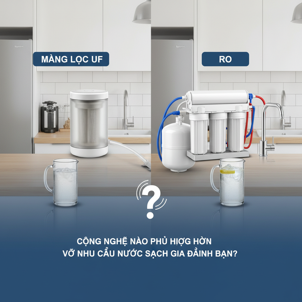 Hình minh họa lựa chọn liên quan Màng Lọc UF và RO: Công Nghệ Nào Phù Hợp Hơn Với Nhu Cầu Nước Sạch Gia Đình Bạn?