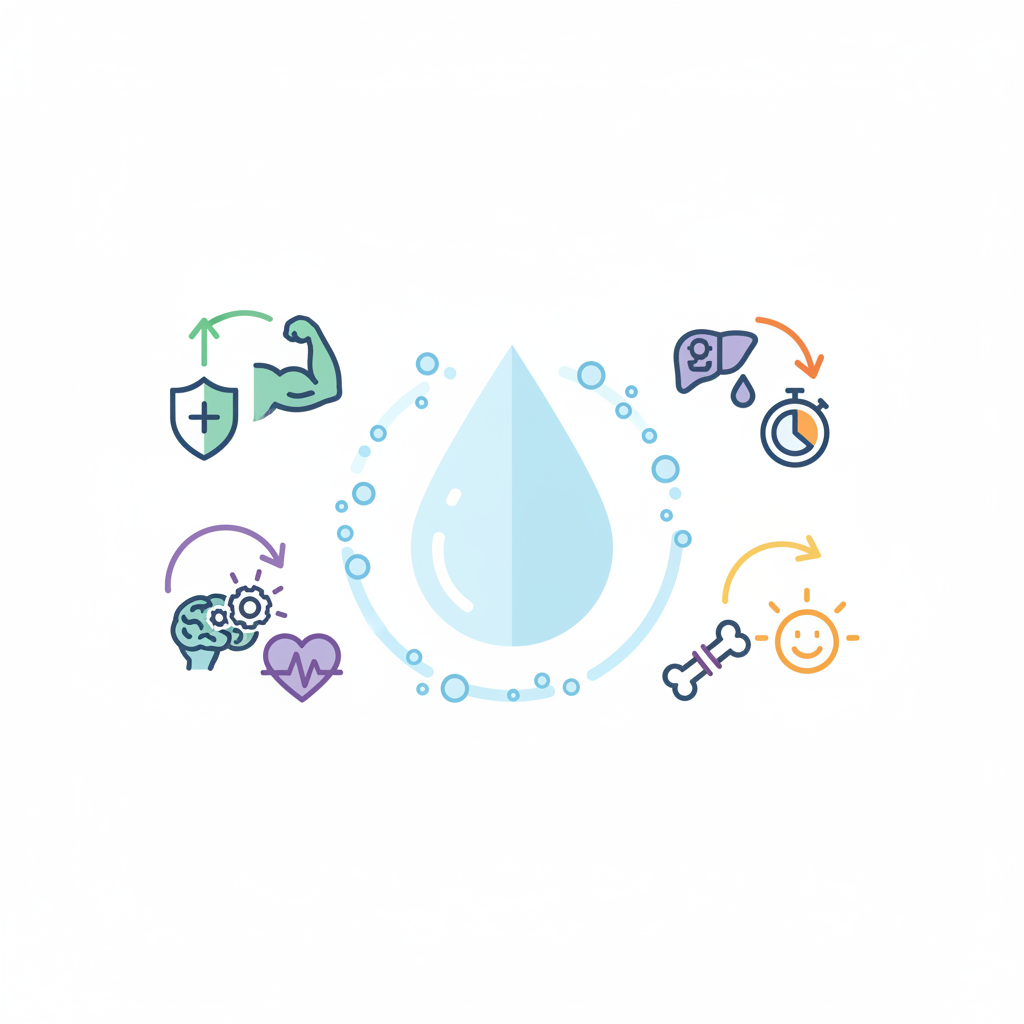 Infographic tóm tắt nội dung về Lợi Ích Của Nước Ion Kiềm Giàu Hydrogen Đối Với Sức Khỏe