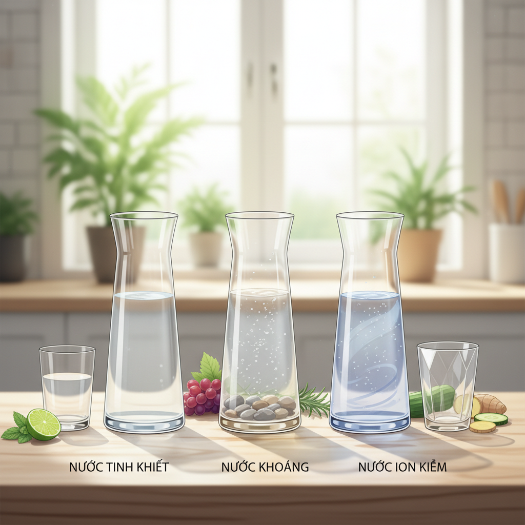 Hình minh họa chủ đề Nước tinh khiết, nước khoáng, nước ion kiềm: Đâu là lựa chọn tối ưu hàng ngày?